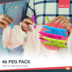 Strong Plastic Clothes Pegs Laundry Clips | 46 Pack