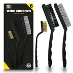 Wire Brush Set Steel Brass Nylon | Cleaning Rust Paint | 6 Pack