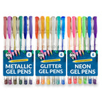 Gel Pens Set | Neon, Glitter & Metallic Colours for Writing and Colouring | 18 Pack