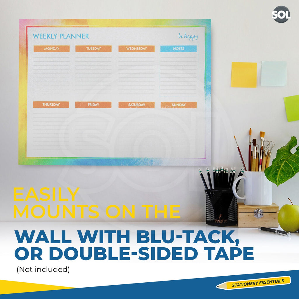 SOL Weekly Planner Pad for Scheduling & Time Management, 52 Sheets Tear-Off Design, 27x19cm Oraganises Schedules, Academic Planning, Personal Journal & Meal Plans, Ideal for Desk, Office and Home Use