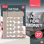 Felt Pads | Beige Self Adhesive Furniture Floor Protectors | 27 Pack