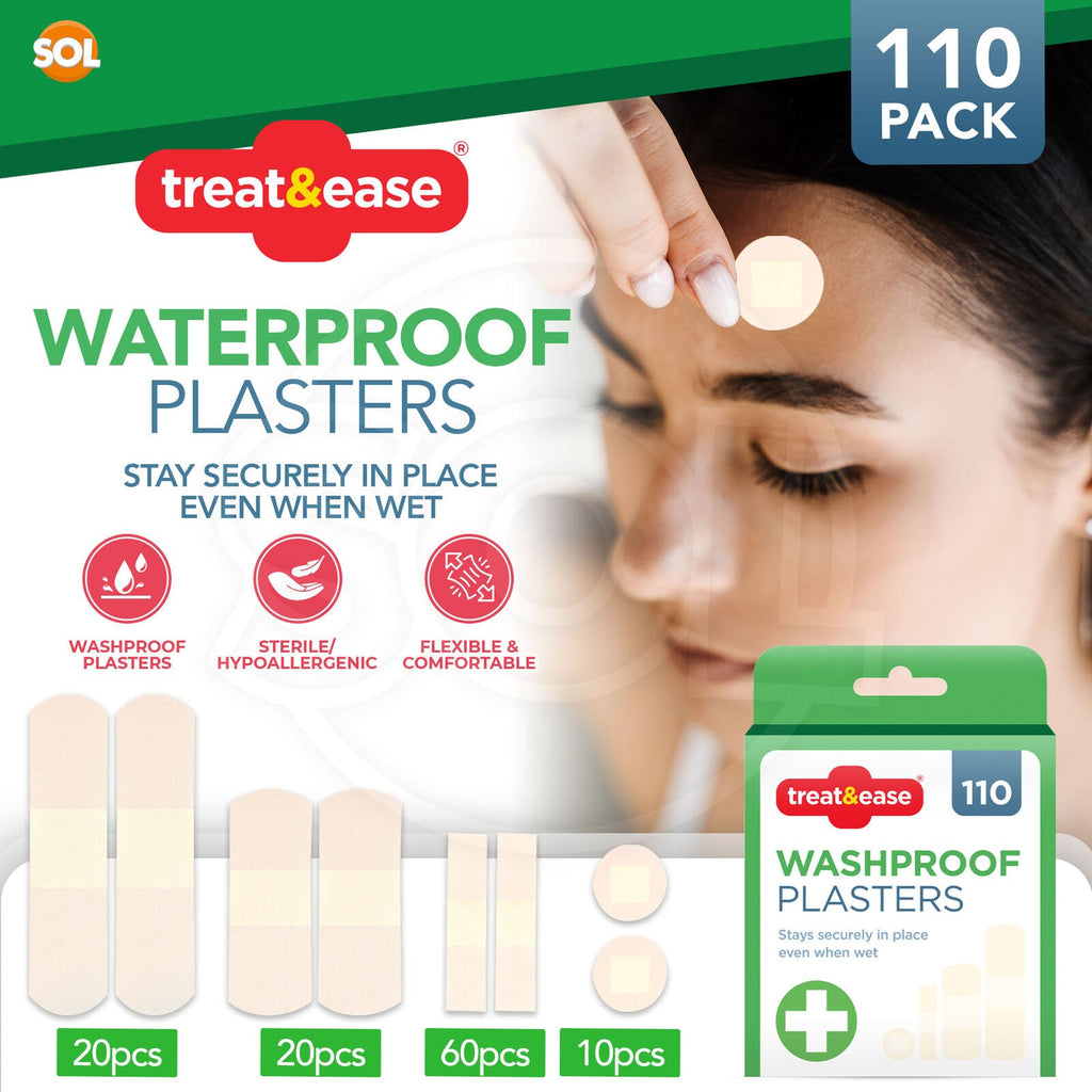 Washproof Plasters Waterproof | Kids & Adults | 110 Pack