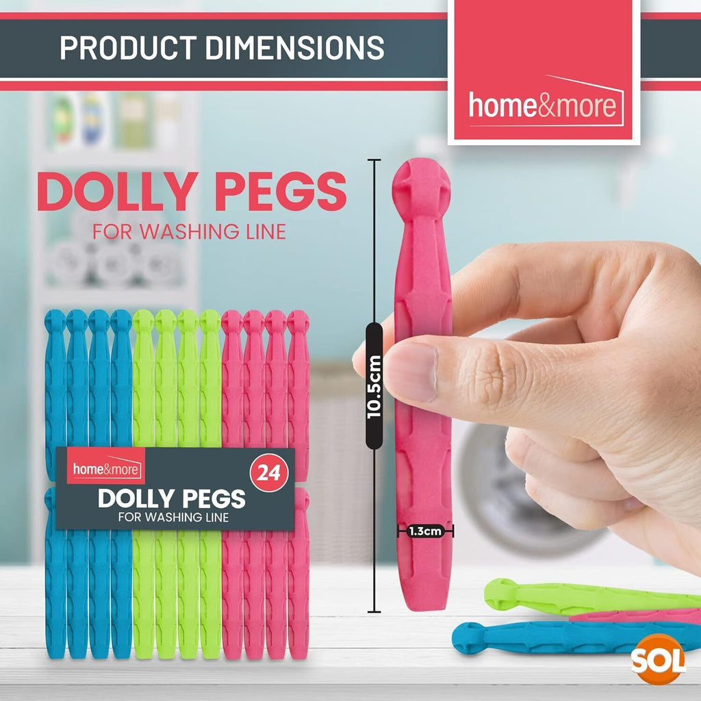Dolly Pegs Durable Plastic Laundry Washing Clothes Line | 24 Pack