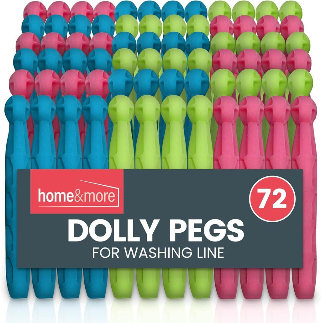 Strong Dolly Pegs Durable Plastic Laundry Clips | 72 Pack