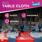 Red Plastic Table Covers | Square Disposable Party Cloth | 6 Pack
