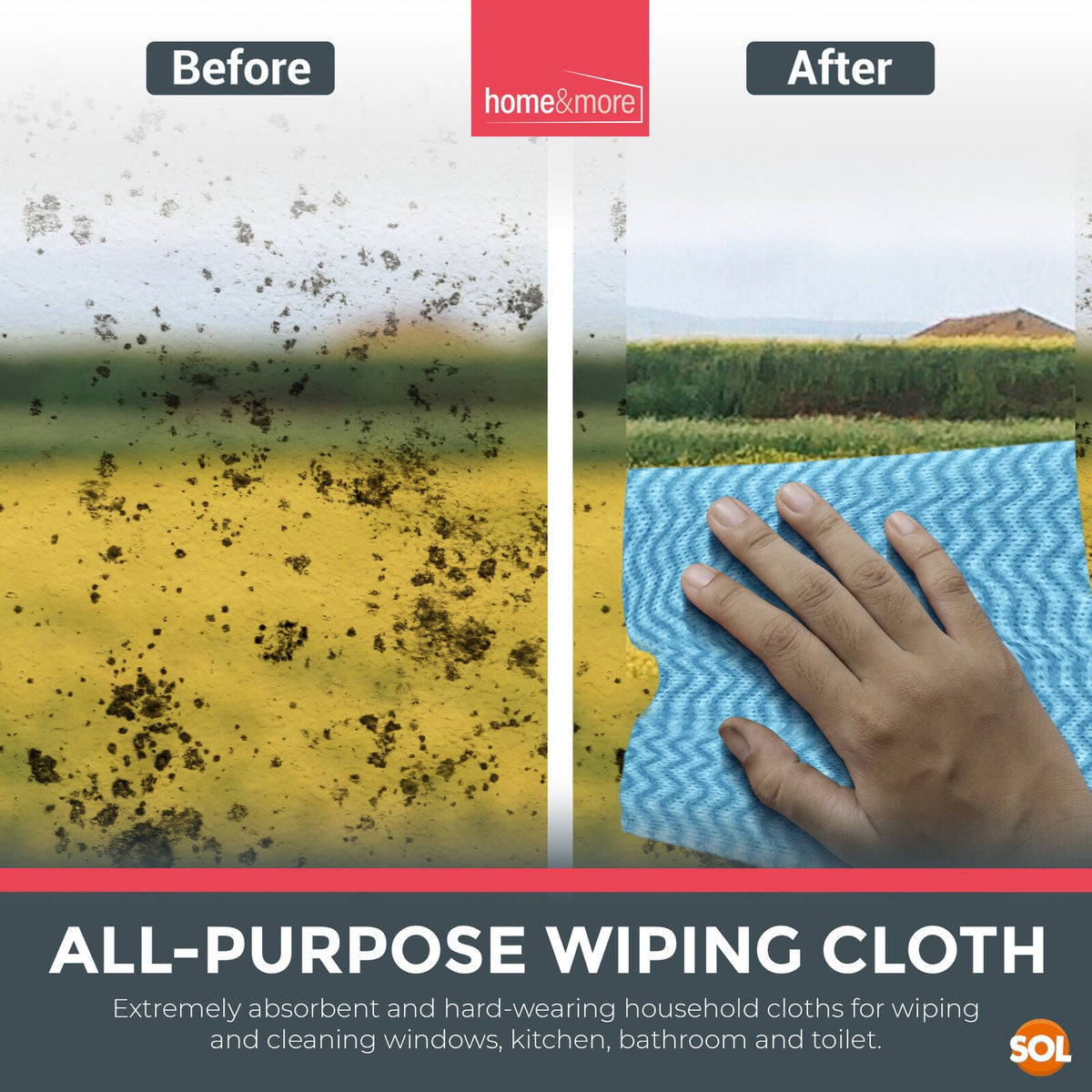 All Purpose Cleaning Cloths Blue | Multi Surface Wipes for Kitchen & Home | 100 Pack