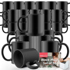 Plain Black Mugs 330ml | Large Coffee & Tea Cups | Bulk Set 12 Pack