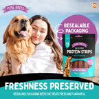 Pure Breed 600g Protein Chicken Strips Dog Treats For Medium Dogs in 4x Resealable 150g Bags, Healthy Low Calorie Natural Treat Made with Real Chicken Chews Training Rewards For Small - Large Pup