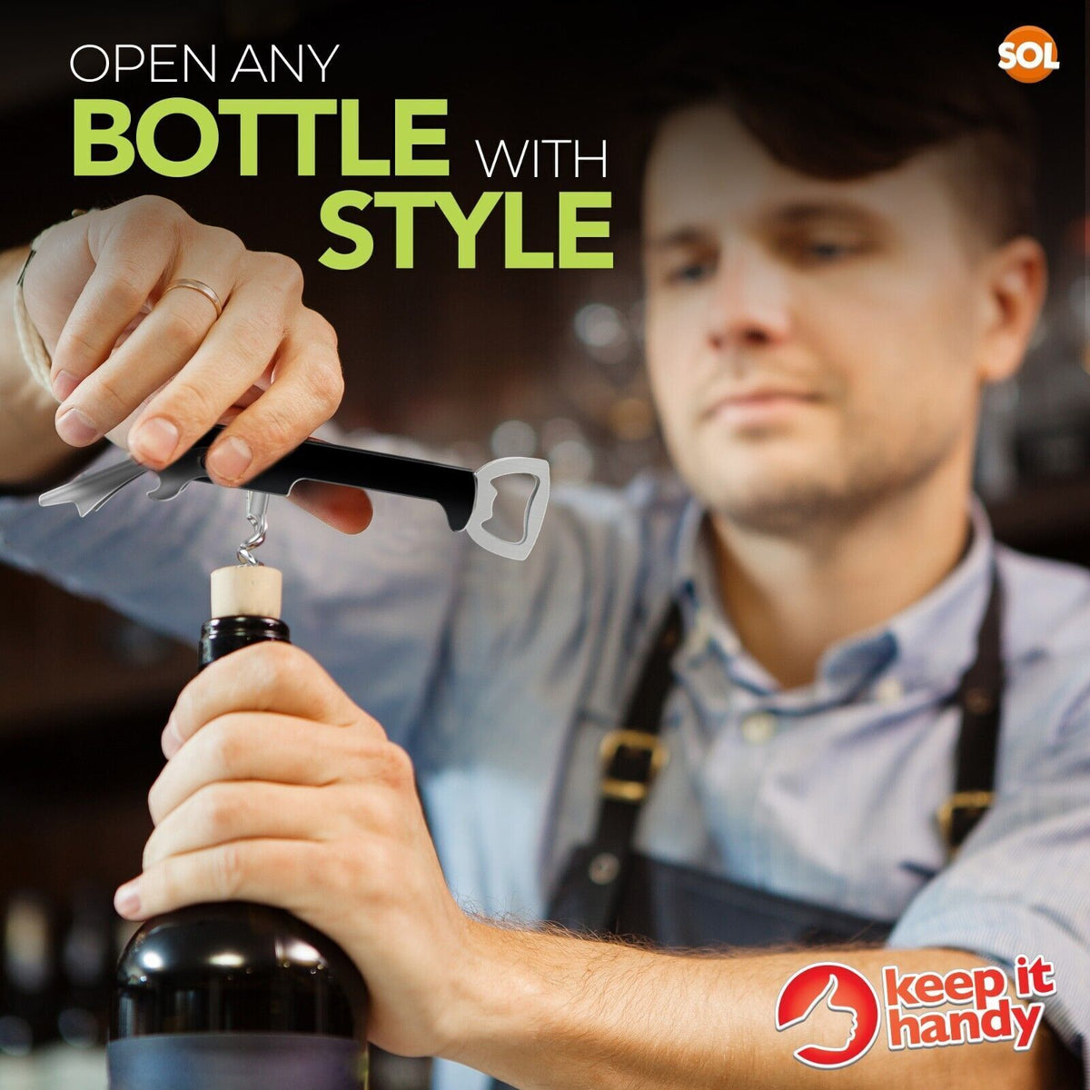 Metal Bottle Opener | Corkscrew & Beer Cap Remover Waiter’s Tool