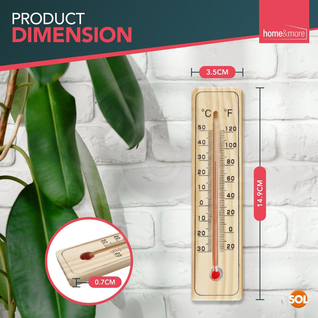 Wooden Wall Thermometer Indoor Outdoor Home Garden | 2 Pack