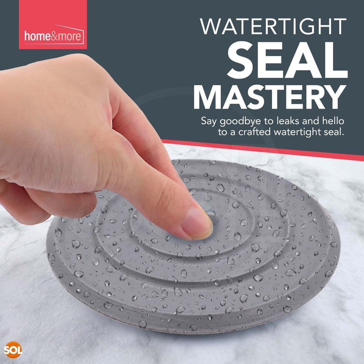 SOL 2pk Grey Universal Silicone Sink, Shower and Bath Plugs, 11cm Replacement UK Bathtub Stoppers, Watertight Seal, Easy to Use, Handles Hot and Cold Water, Ideal for Drains in Kitchen and Bathroom