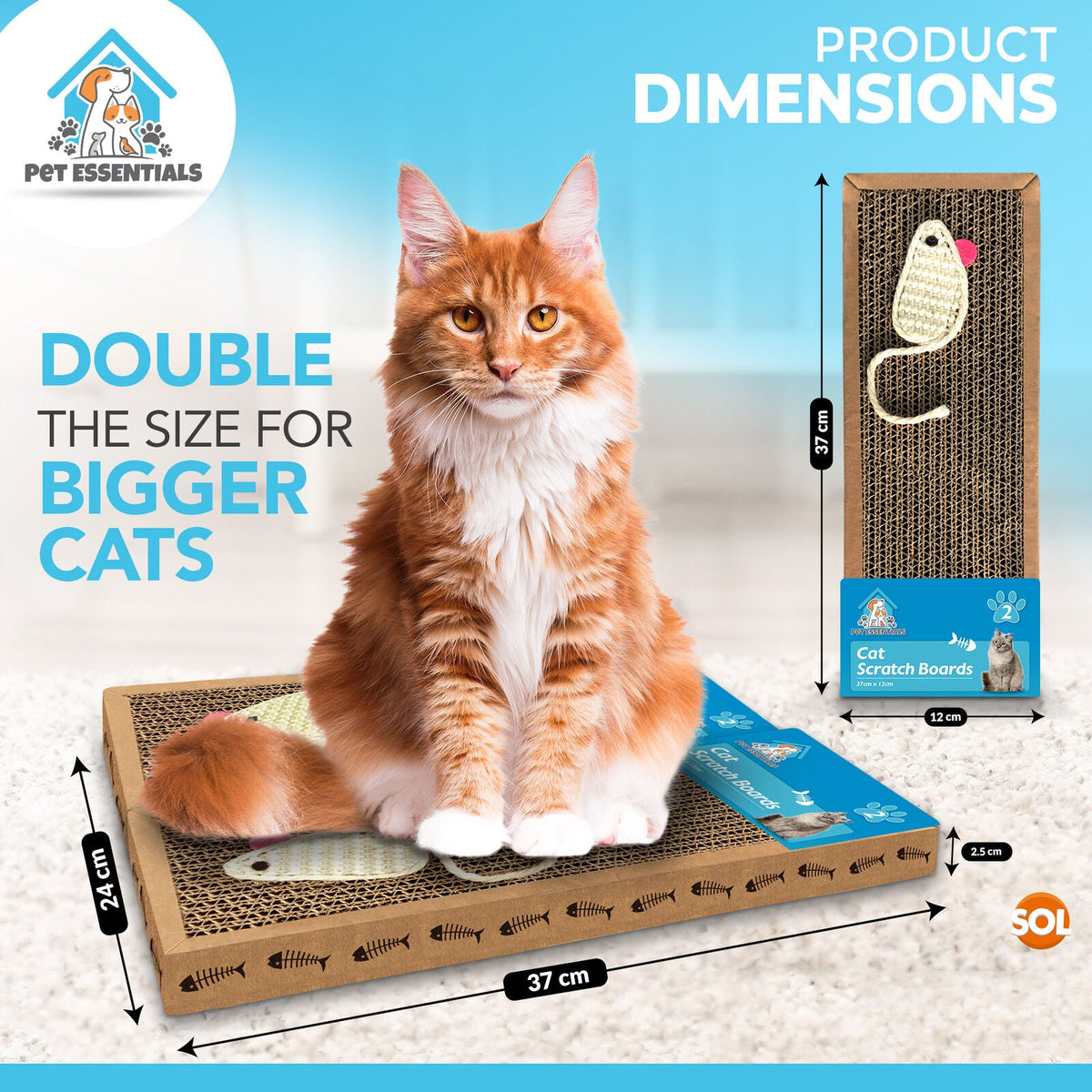 Cat Scratcher Pads | Cardboard Mat Bed & Toy | 2 Pack
