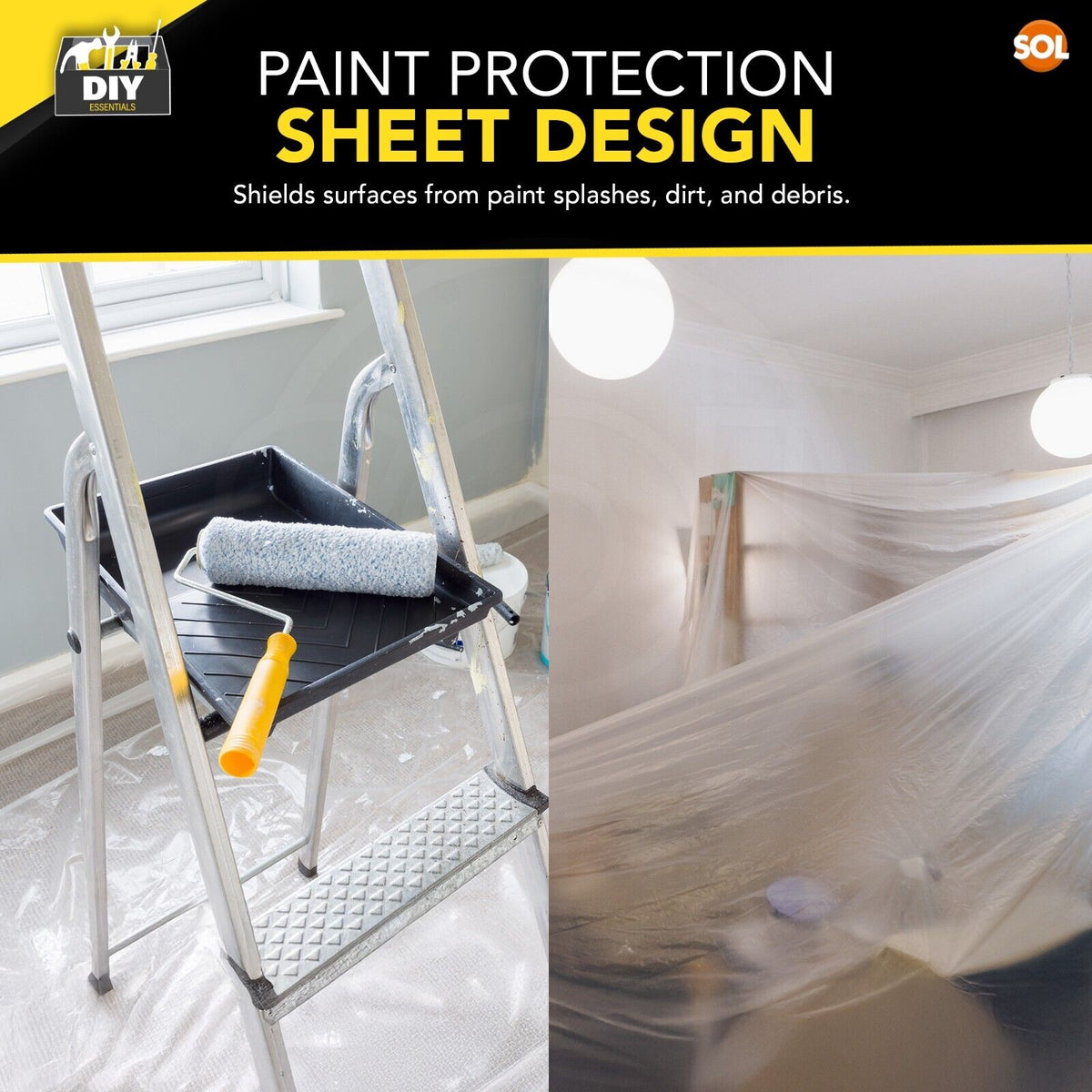 Heavy Duty Clear Dust Sheets 3.6M Decorating Polythene Covers | 6 Pack