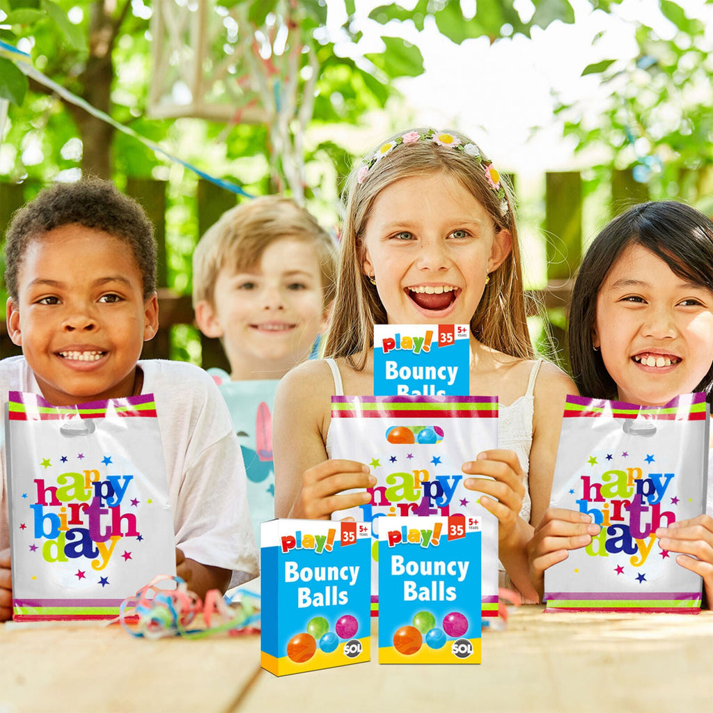 Rubber Bouncy Balls Kids Party Bag Fillers Toys | 35 Pack
