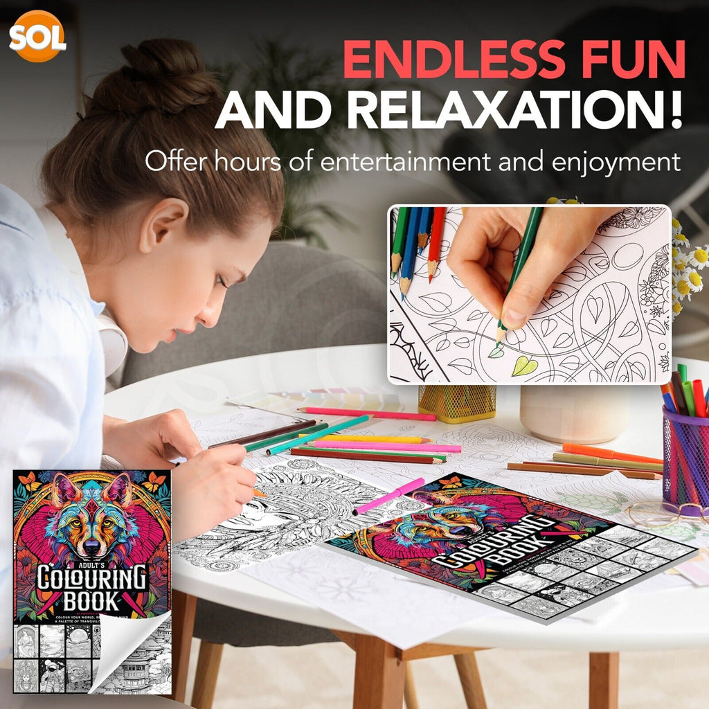 Colouring Book for Adults A4 | Anti-Stress Colour Therapy | 80 Pages