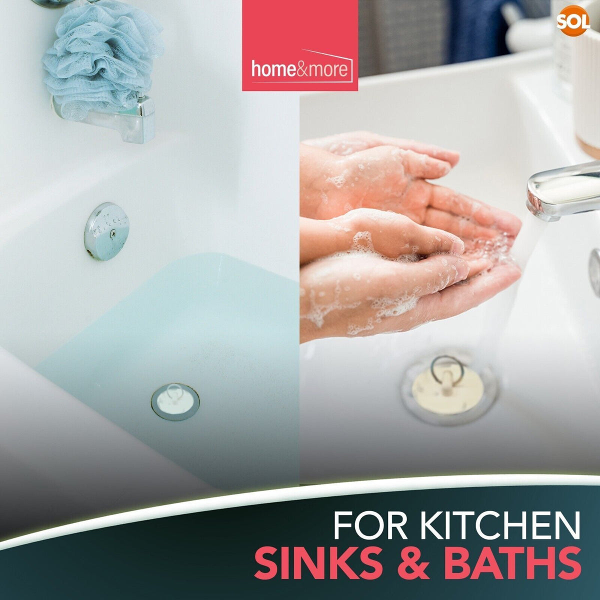 SOL 4pk Kitchen Sink Plugs, 3/4 Inch and 1/2 Inch White Universal Bath Plug UK Stopper for Kitchen Basin and Bathroom Bathtub, Durable Rubber, Leak-Proof, Preventing Leaks and Ensuring a Tight Seal