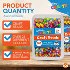 Pony Beads Jewellery Making | Mixed Acrylic Glitter Pearl | 1000 Pack