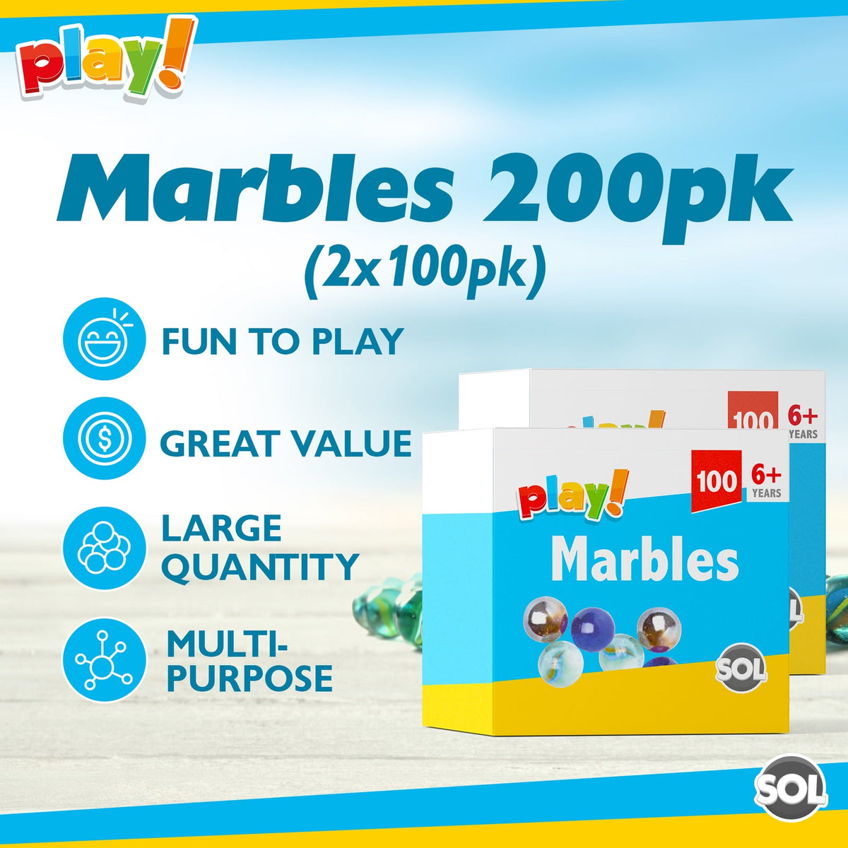 Coloured Glass Marbles | Vintage Classic Kids Toys | 100 Pack