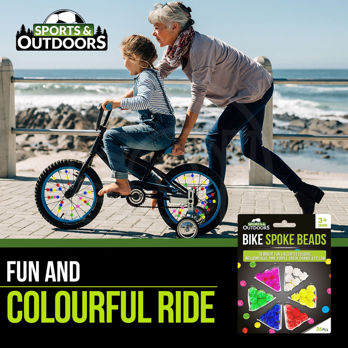 Bike Spokies Mixed Colours | Bicycle Wheel Plastic Beads | 36 Pack