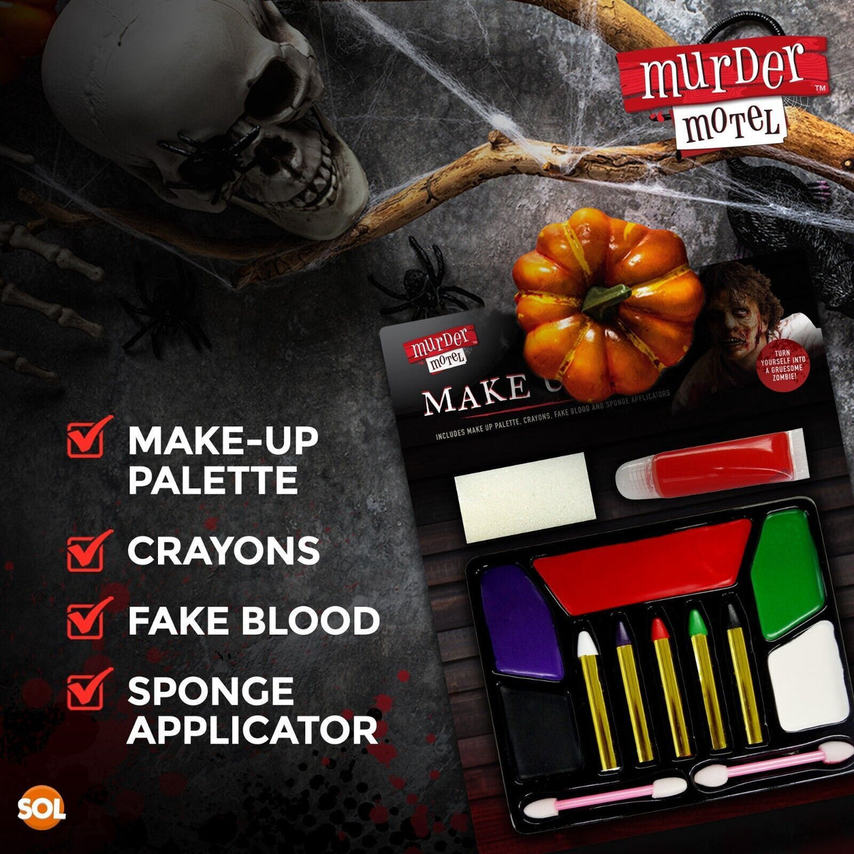 Halloween Zombie Make Up Kit Face Paint Fake Blood Set