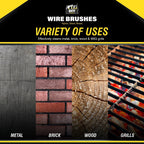 Wire Brush Set Steel Brass Nylon | Cleaning Rust Paint | 6 Pack