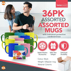 Multi Coloured Ceramic Mugs 330ml Set of 12