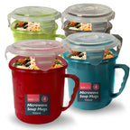 Microwave Soup Mug 700ml Airtight Clip Lock | 4 Pack