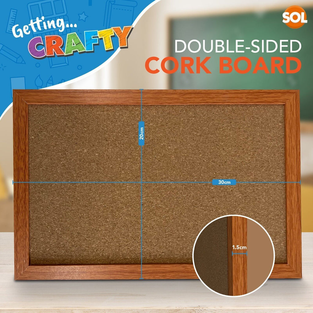 Cork Board A4 Notice Memo Board with Pins – Wooden Frame