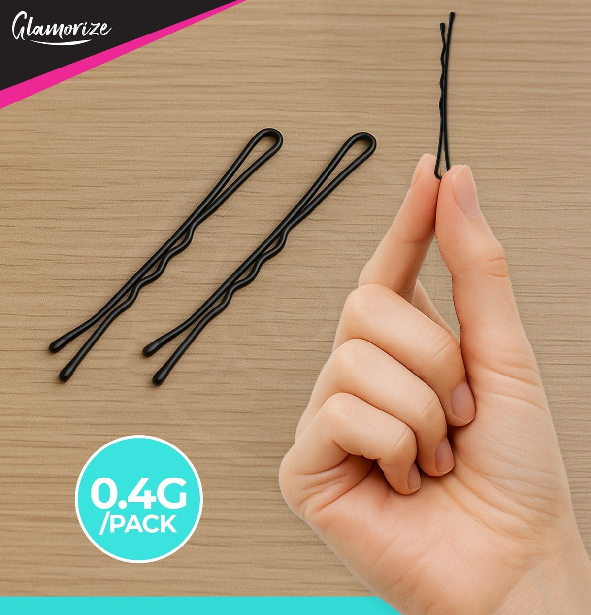Waved Hair Grips Clips | Hair Pins Slides Bun Bobby Pin Black | 400 Pack
