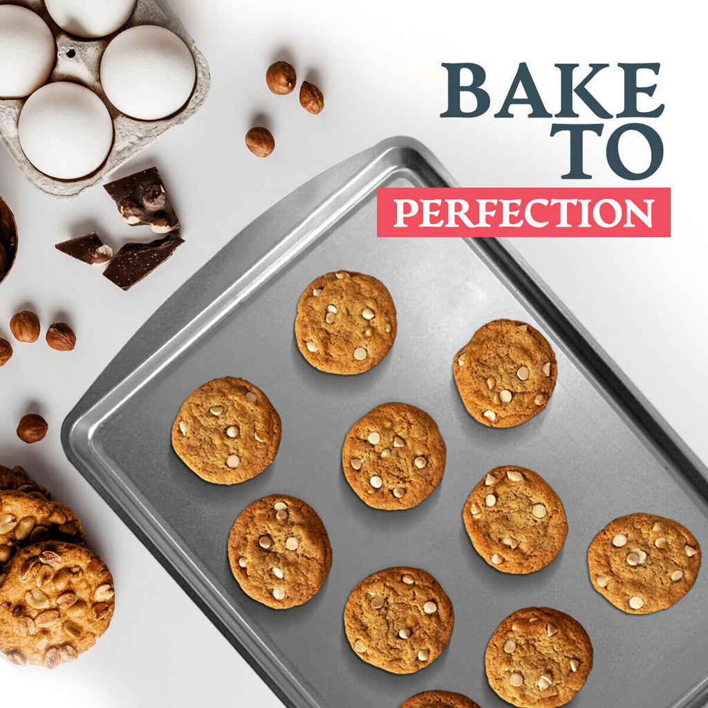 Oven Tray Set 38 x 25cm | Roasting Pan Baking Steel Sheet | 2 Pack