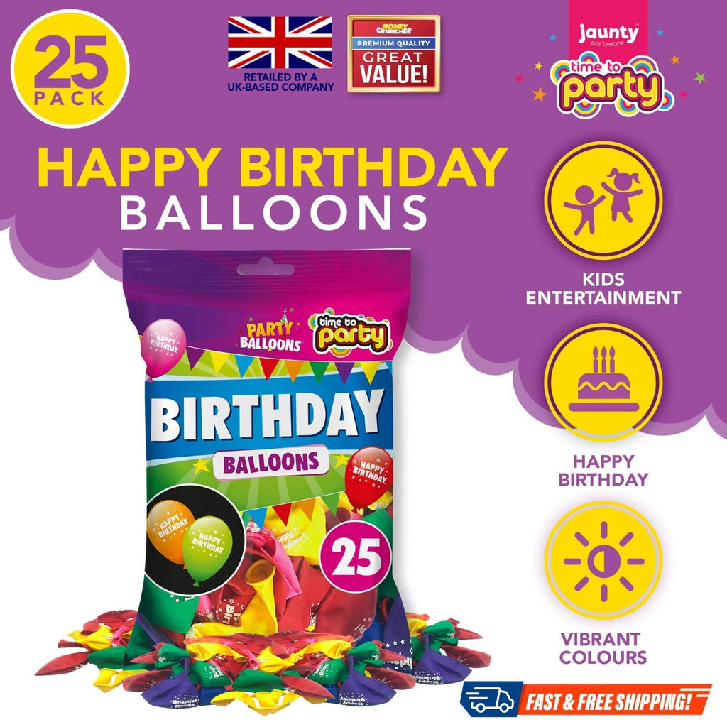 Happy Birthday Balloons 9 Inch Helium Party Wedding Latex | 25 Pack