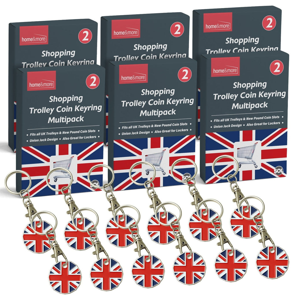 Union Jack Flag Trolley Coin Keyring | £1 Reusable | 6 Pack