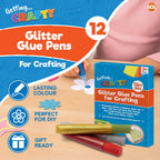 Glitter Glue Pens Set | Art Craft Sparkly Washable Markers | 12 Pack