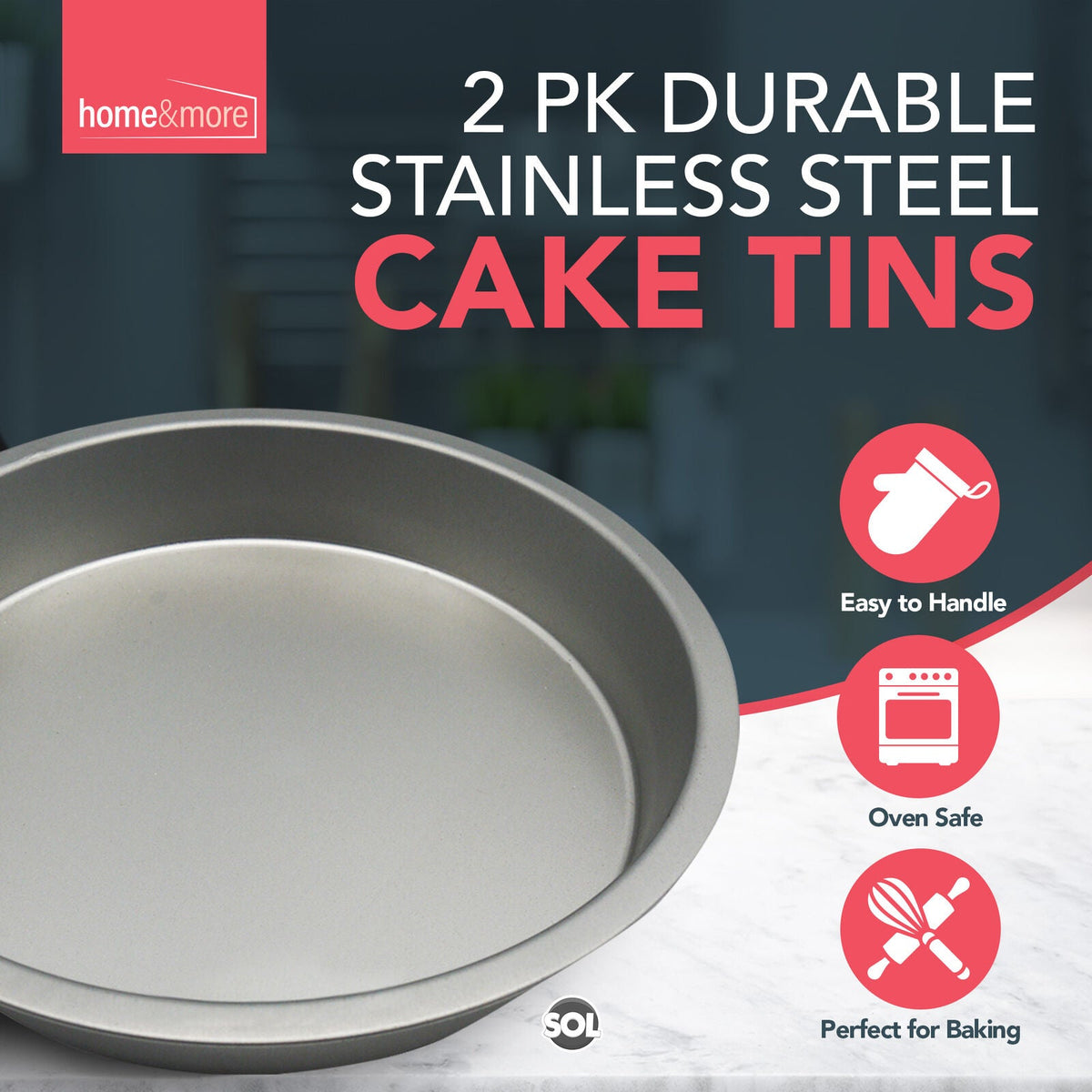 Cake Tin 8 Inch Round 20cm x 3.5cm Baking Pan | 2 Pack