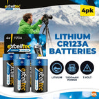 CR123A 3V Lithium Battery | High Capacity Camera Batteries | 4 Pack