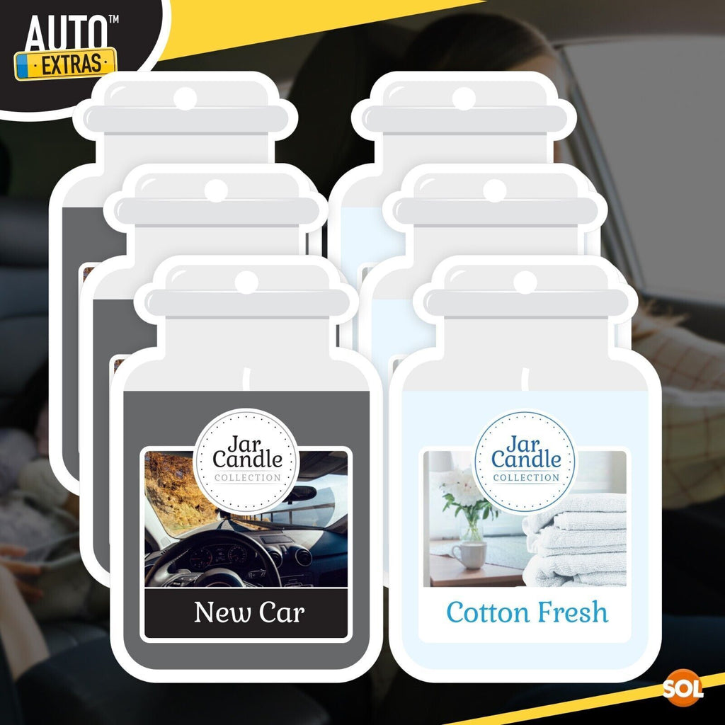 Candle Car Air Freshener Jar Cotton & New Car Scent | 3 Pack