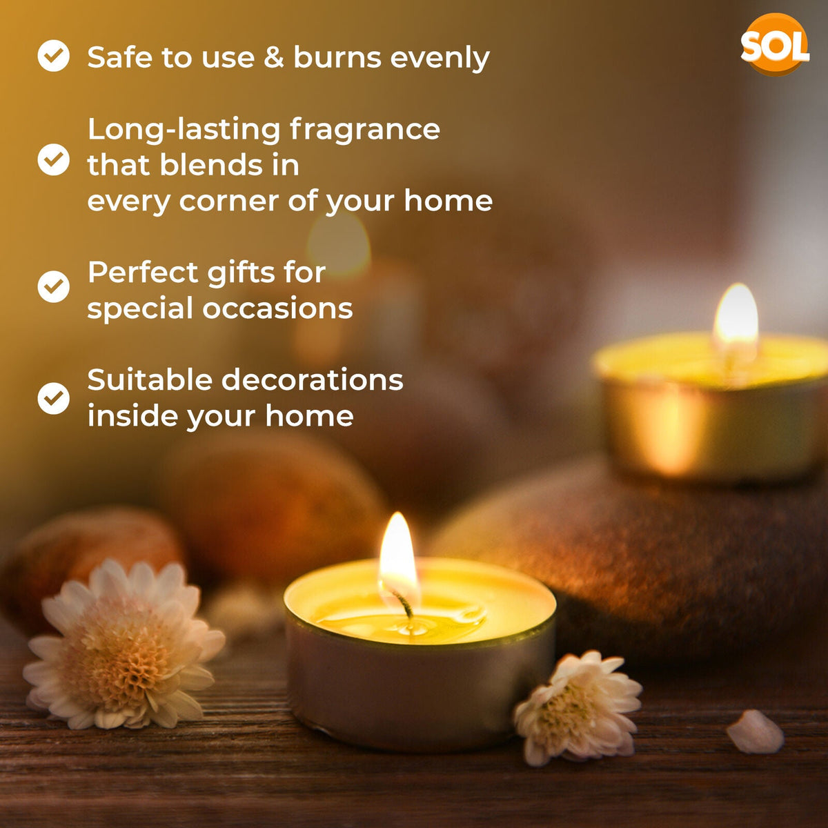 Scented Tea Light Candles | 4 Hour Burn Fragrance | 75 Pack