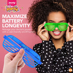 Jaunty 144pk Party Glasses for Adults Flashing Neon Rave Accessories - Light Up Glasses for Adults - Multicolour LED Glow for Kids Birthdays, Festivals, Dance Events, Fancy Disco Celebration Parties