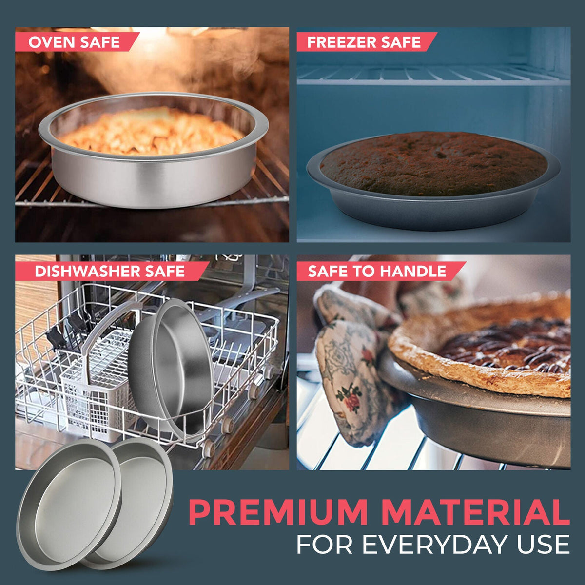 Cake Tin 8 Inch Round 20cm x 3.5cm Baking Pan | 2 Pack