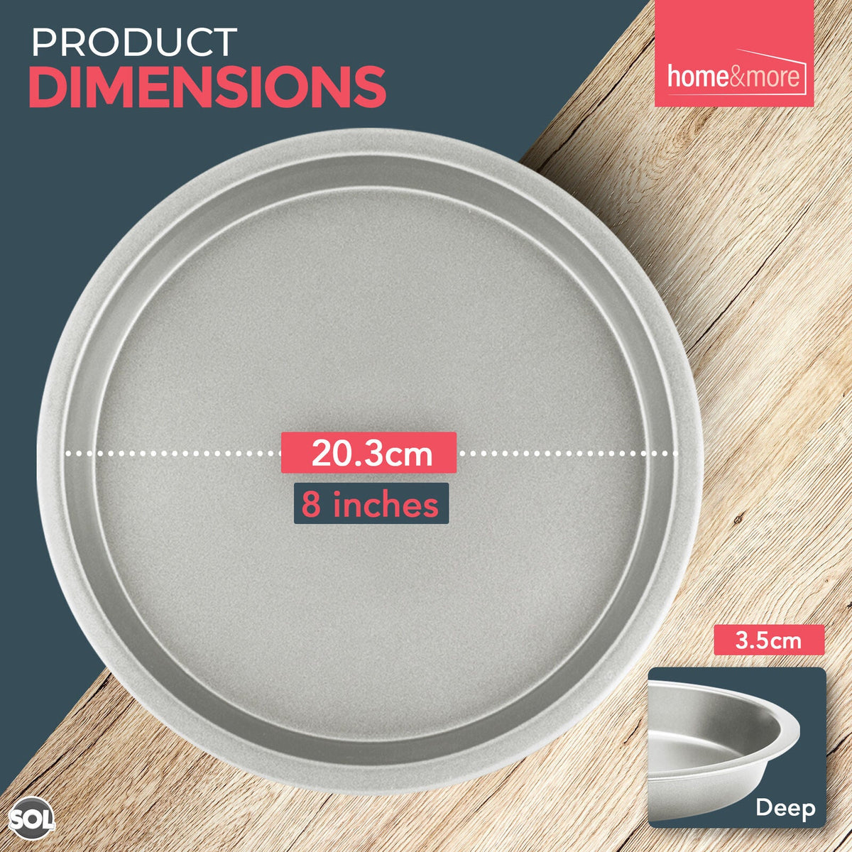 Cake Tin 8 Inch Round 20cm x 3.5cm Baking Pan | 2 Pack