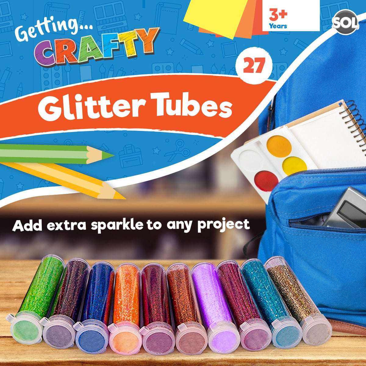 Glitter Tubes Assorted Colours | Shaker Pots Art & Craft | 27 Pack