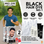 Pro-Dye Black Hair Dye | Long Lasting Permanent Colour | 2 Pack