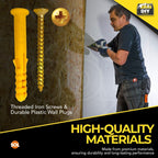 Wall Plugs and Screws Set Assorted | Heavy Duty Rawl Plasterboard Fixing | 90 Pack