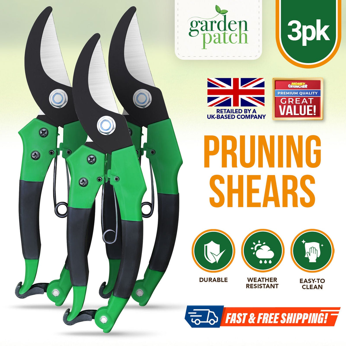 Pruning Shears 8" | Garden Secateurs Hand Cutter Snips | 1 Pack