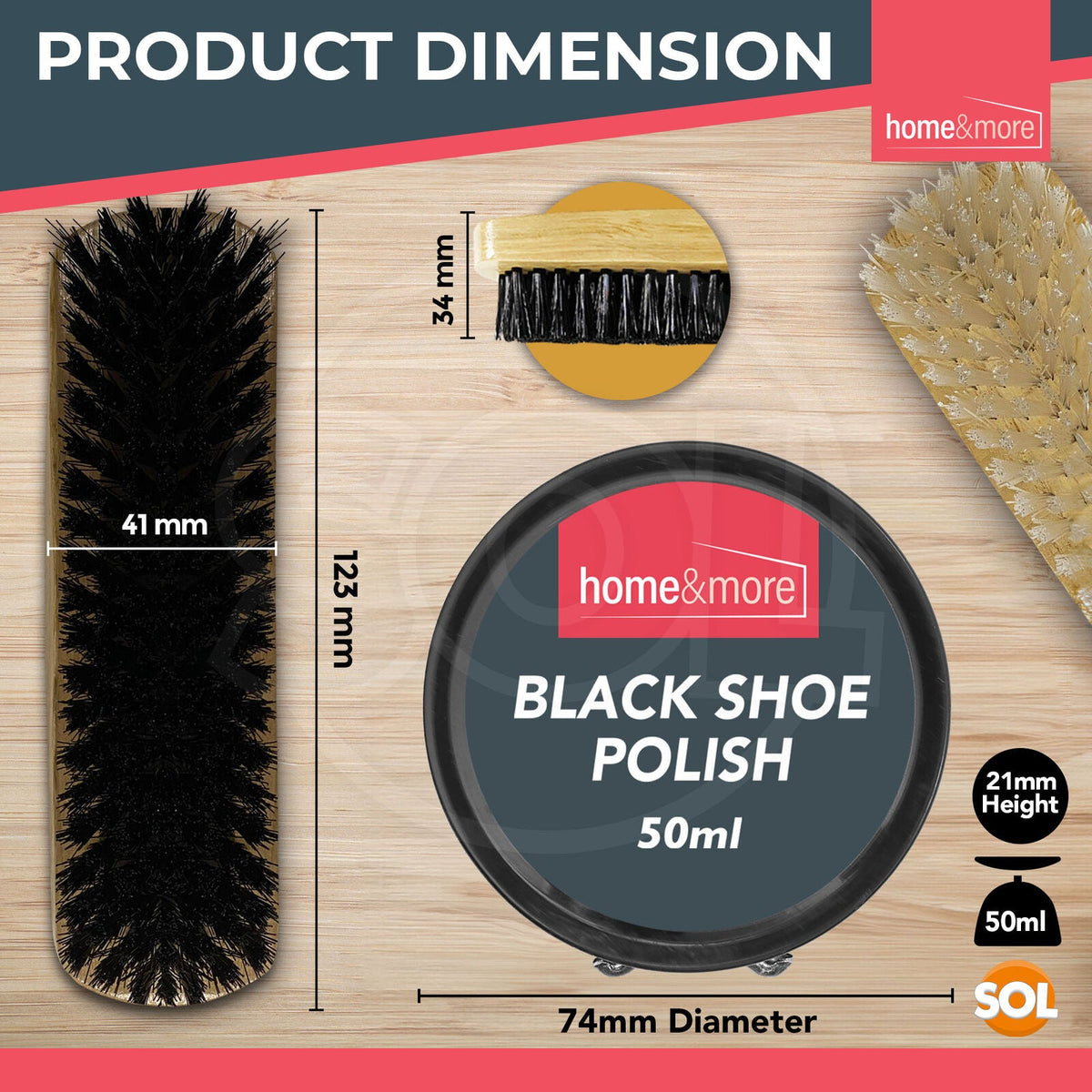 Shoe Brush Set | Leather Shoe Polish Brushes for Black & Brown Shoes | 2 Pack