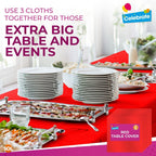 Red Plastic Table Covers | Square Disposable Party Cloth | 6 Pack