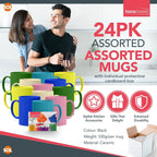 Multi Coloured Ceramic Mugs 330ml Set of 12