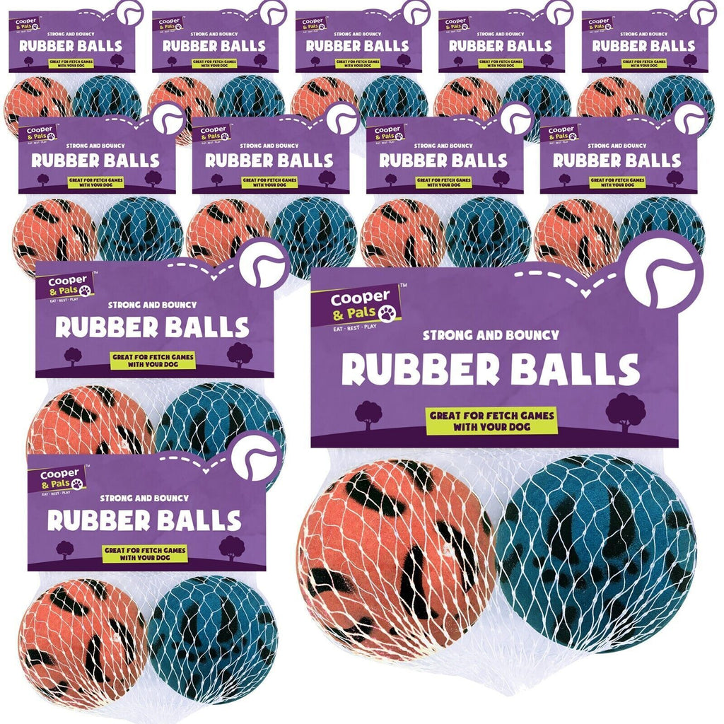 6-24 Rubber Dog Balls | Solid Hard Play Fetch Toys