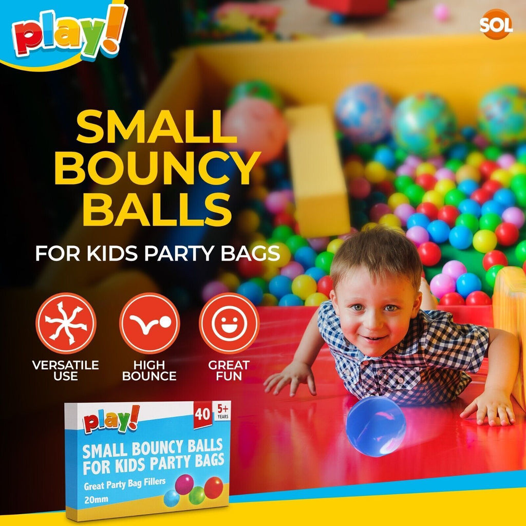 Small Bouncy Balls | Kids Toy Party Bag Fillers | 40 Pack