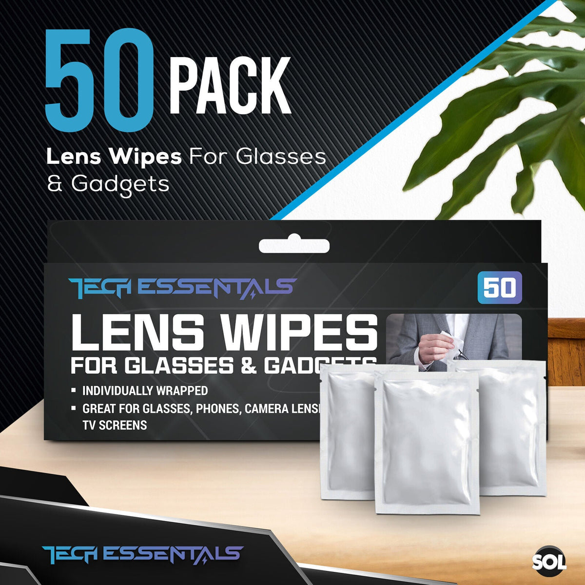 Glasses Wipes for Spectacle Lens Optical Cleaning | Anti-Fog | 50 Pack